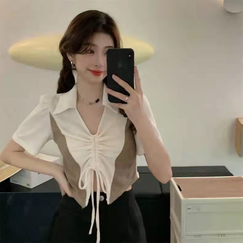 Áo Thun NgắN Tay Cổ Chữ V MàU Tương PhảN Cho Nữ JL-TX-518