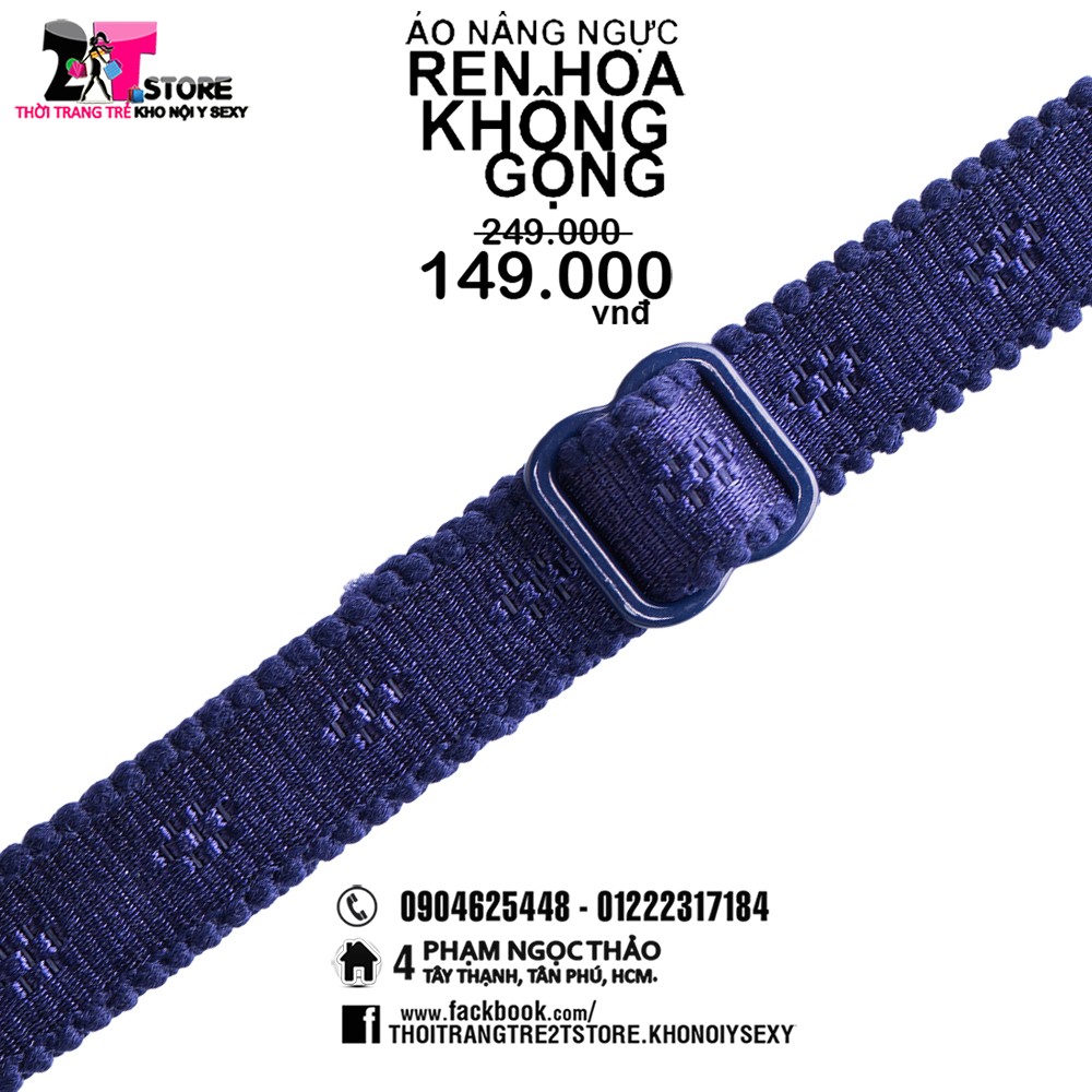 Áo Nâng Ngực Cotton Không Gọng Phối Ren (Xanh Dương)