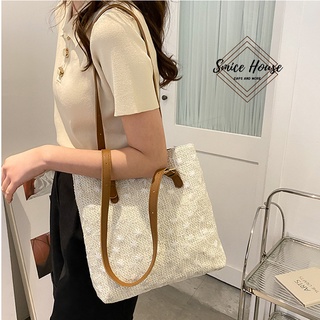 Túi nữ đeo vai bằng ren thêu hoa dây đeo bằng da phong cách tiểu thư sang chảnh- Smice House