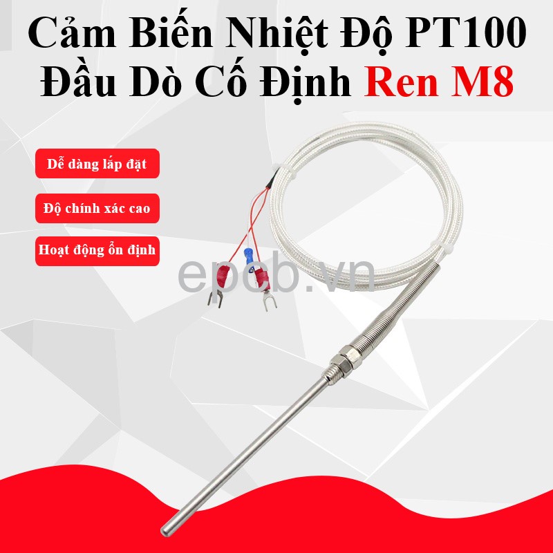 Cảm biến nhiệt độ PT100 đầu dò ren M8