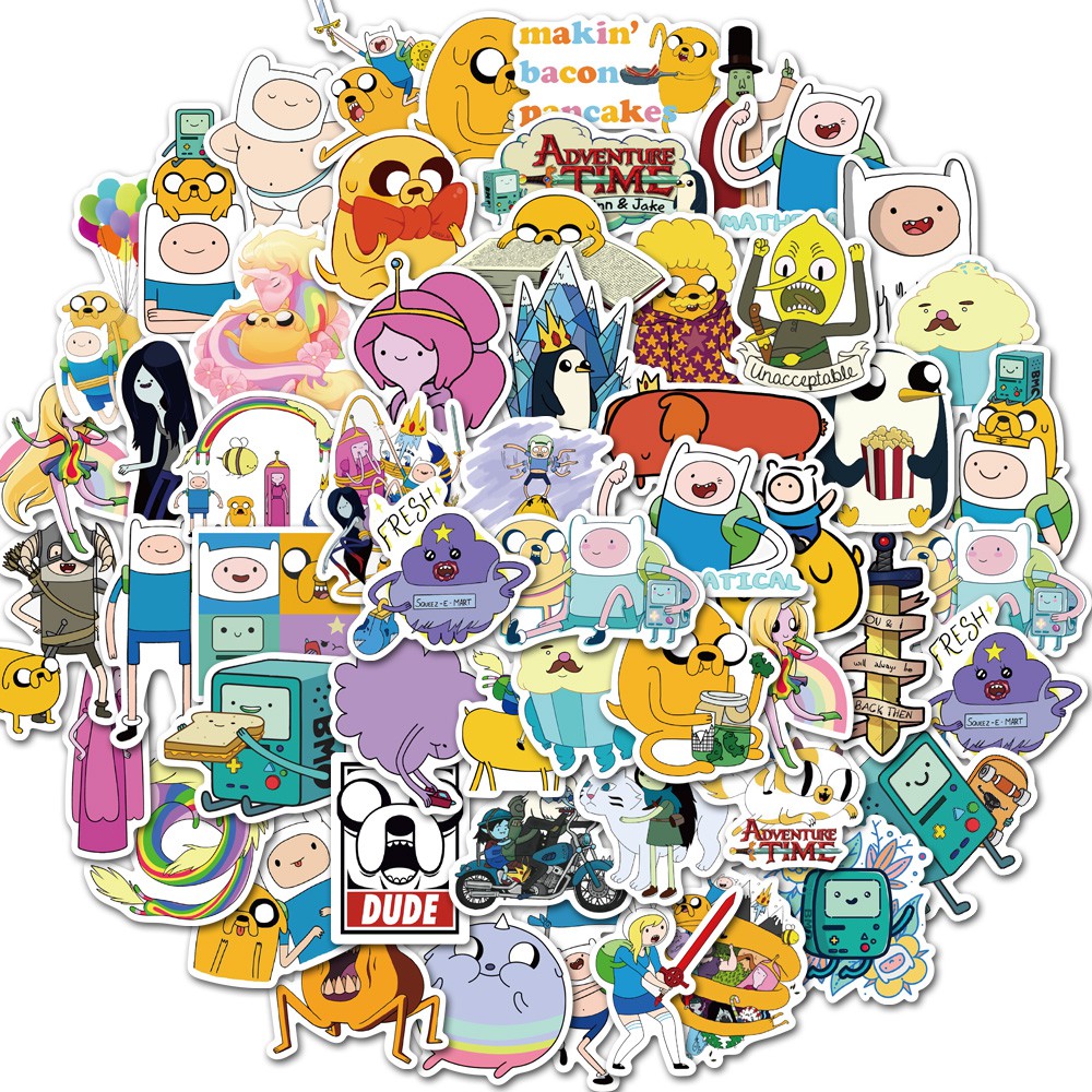 Set 50 miếng dán trang trí đồ thủ công hình anime Adventure Time