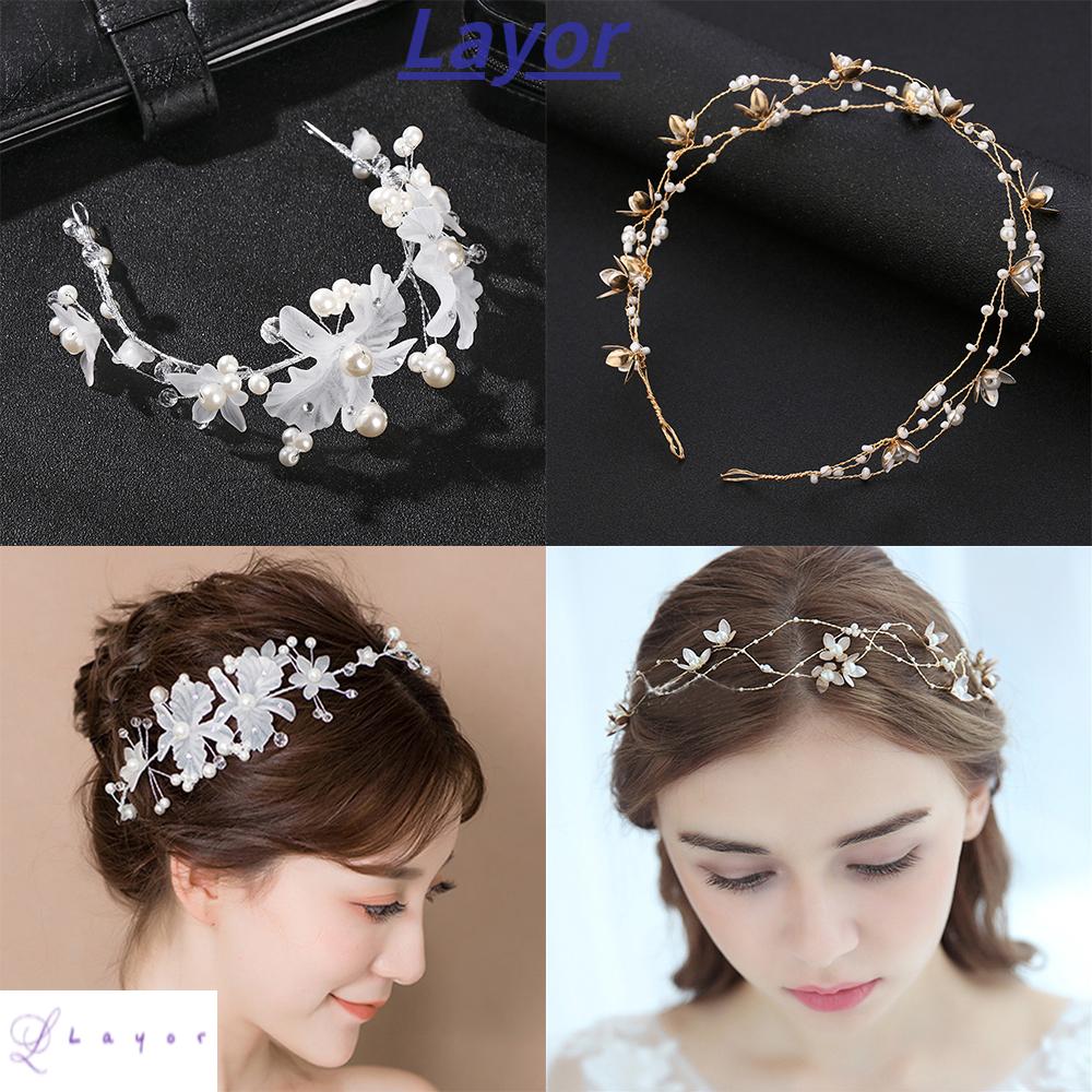 Cô Dâu Quận|Cài Tóc Đính Ngọc Trai Nhân Tạo Thời Trang|Băng Đô