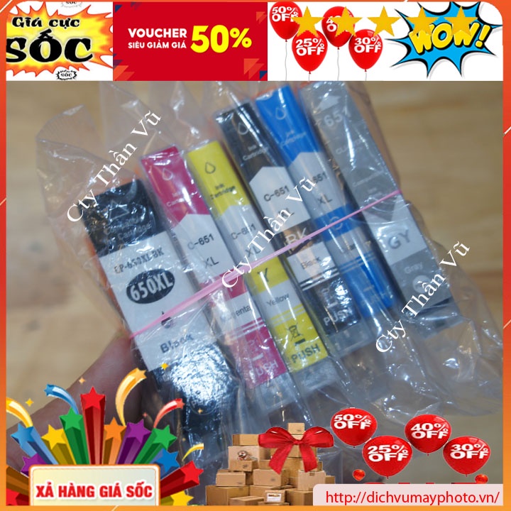 Bộ thỏi mực thay thế canon mã 650 651 dẫn mực ngoài sẵn mực cho máy in màu A3 IX 6860 hàng chuẩn đẹp Kholinhkienmayin