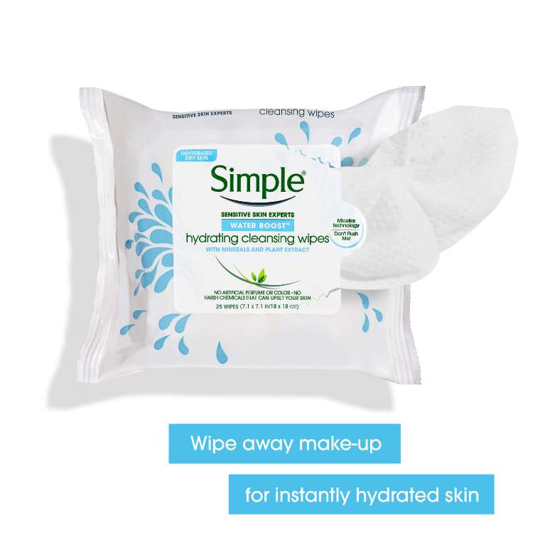 Khăn Ướt Tẩy Trang Làm Sạch Sâu Cho Da Nhạy Cảm Simple Kind To Skin Cleansing Facial Wipes (25 Tờ)