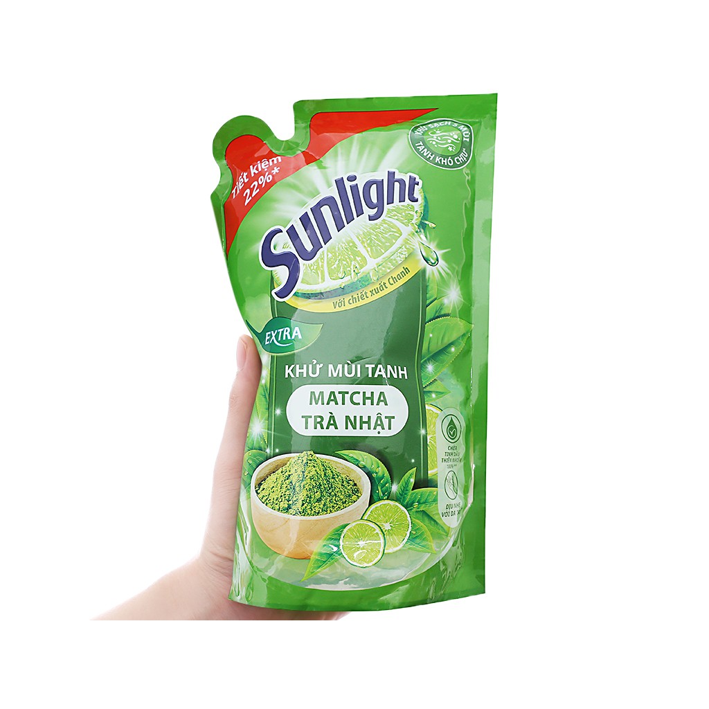 Nước rửa chén Sunlight Extra trà xanh matcha Nhật Bản túi 717ml