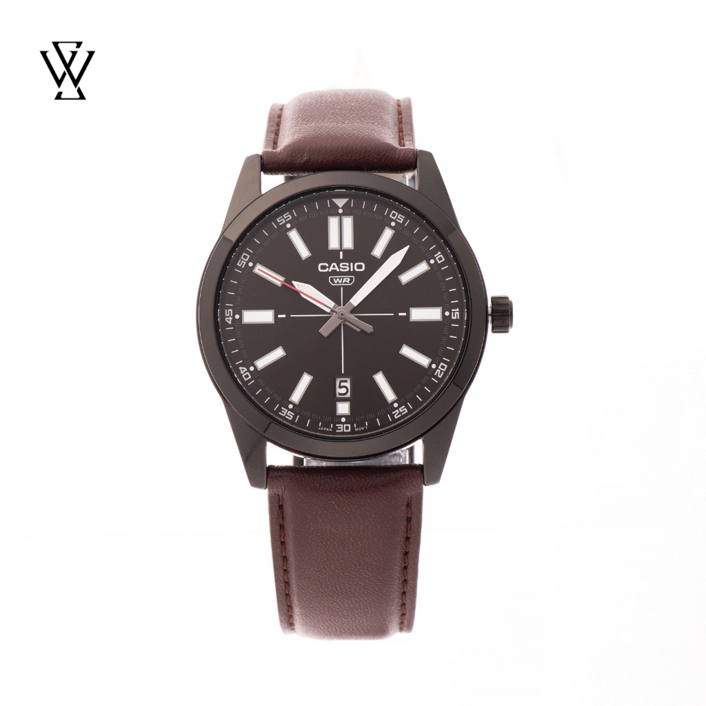 Đồng Hồ Quartz Nam Casio WATCHSTORE MTP-VD02BL-5EUDF Thiết Kế Kính Khoáng 41mm, Dây Đeo Da Và Vỏ Thép Không Gỉ