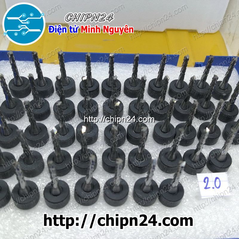 [1 CÂY] Mũi phay mạch in CNC 2.0mm (Mạch điện tử, PCB)