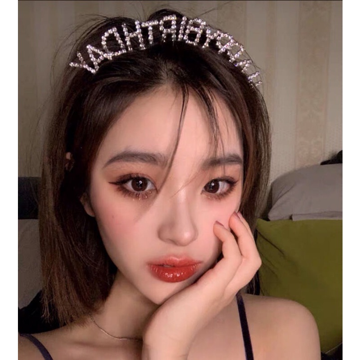 Băng đô chữ Happy Birthday đính đá lấp lánh