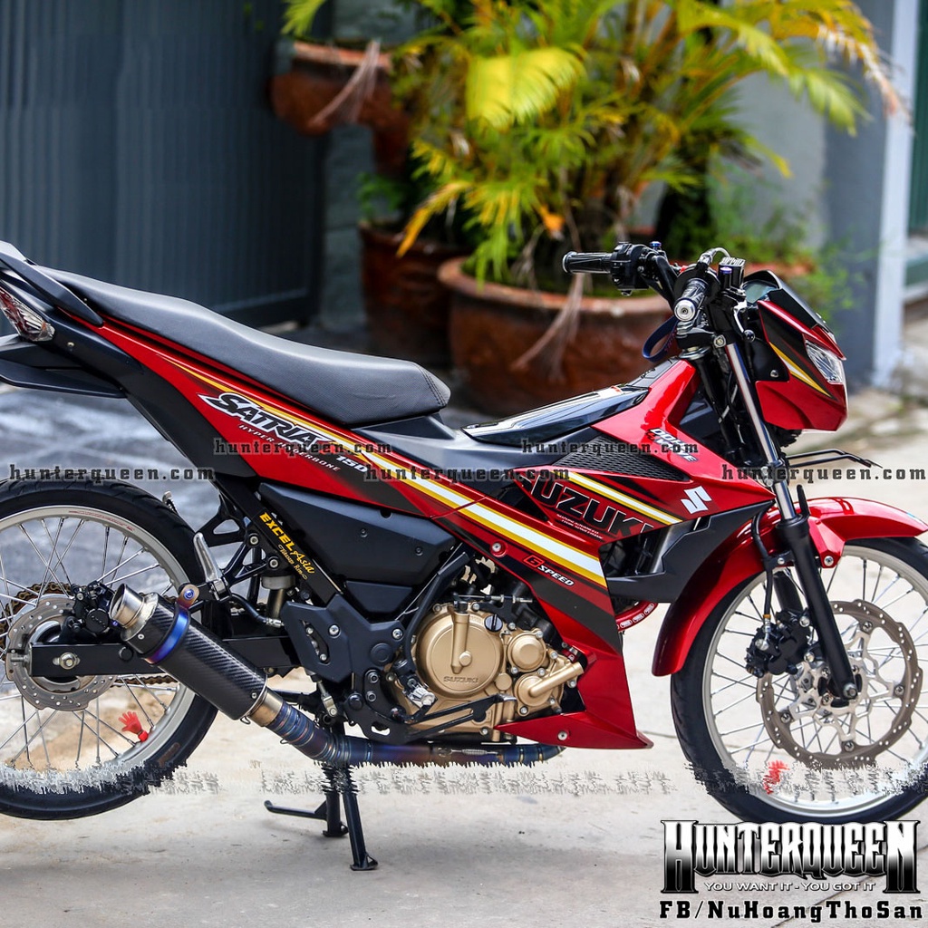 Tem rời cao cấp dán xe Satria F150 màu đỏ. Decal không bay màu bong tróc