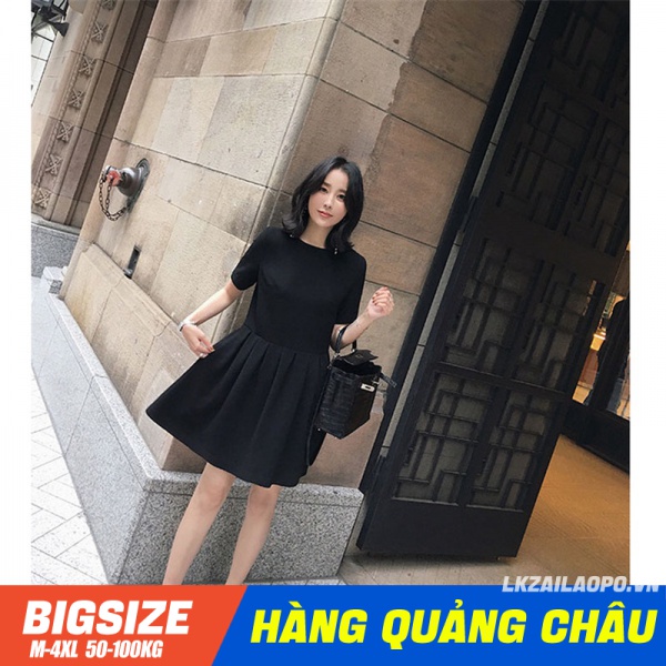 Đầm thun ⚡️𝐁𝐈𝐆𝐒𝐈𝐙𝐄⚡️ Váy nữ dáng suông tay ngắn cổ tròn chữ a mùa hè Phong cách Hàn Quốc Thời Trang sang chảnh cá tính xinh đẹp quảng châu cao cấp