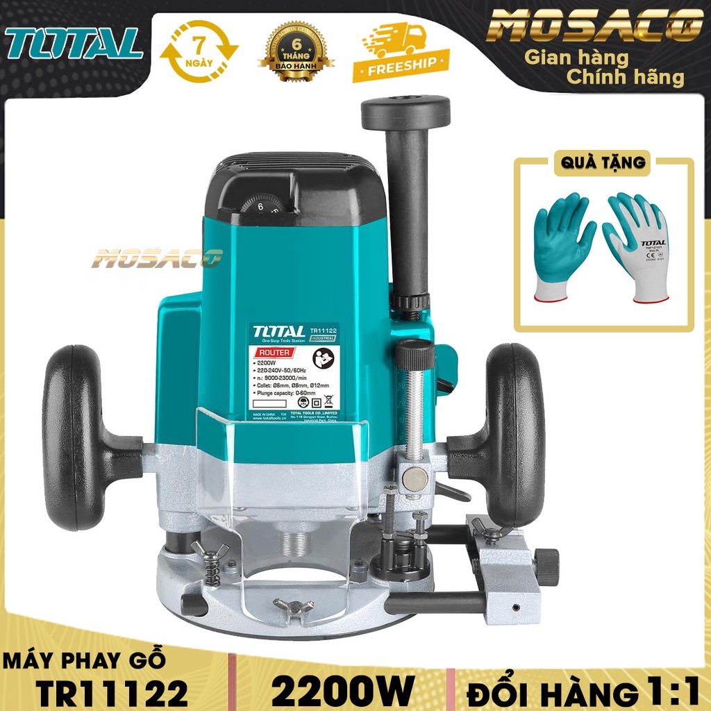 Máy phay gỗ TOTAL TR11122 2200W. Máy phay cầm tay hợp kim, lớp nhựa tổng hợp loại tốt với khả năng chịu lực- MOSACO