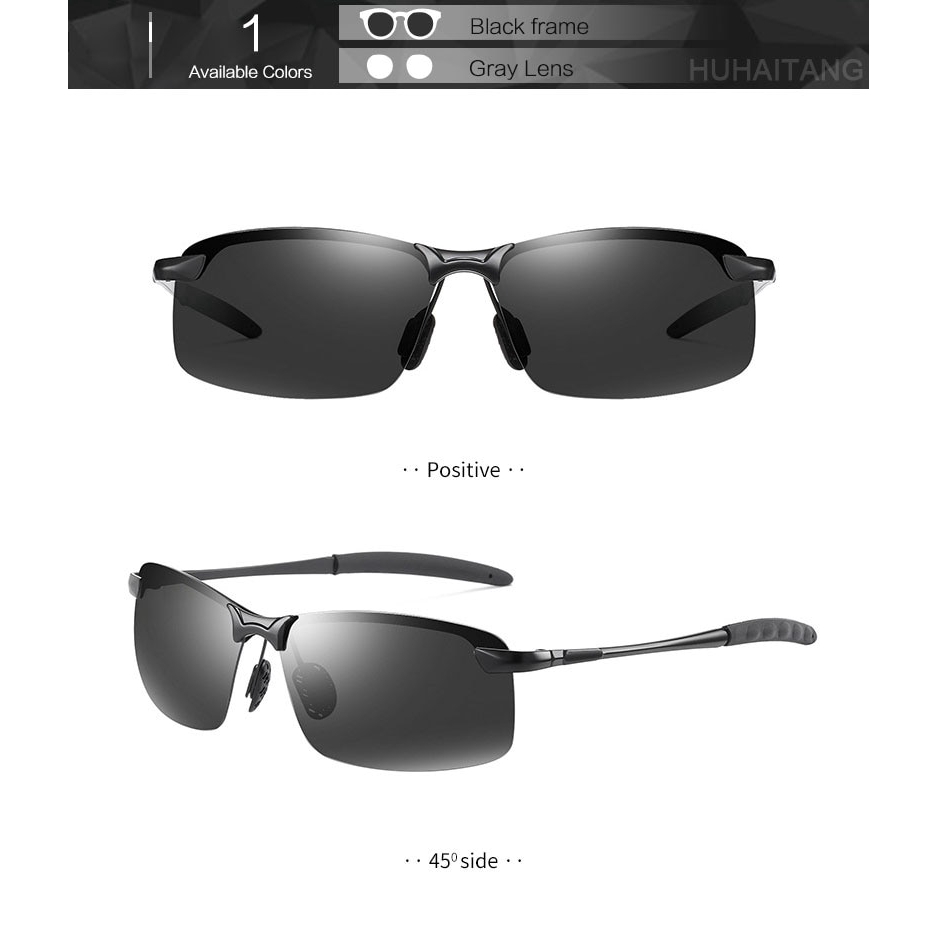 Kính râm tròng vuông không viền phân cực sang trọng cho nam | BigBuy360 - bigbuy360.vn