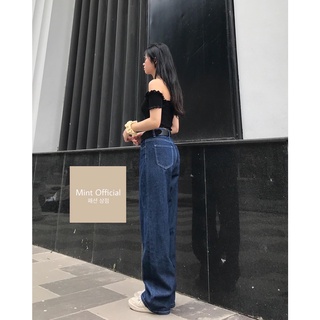 Quần jeans suông xanh hack dáng