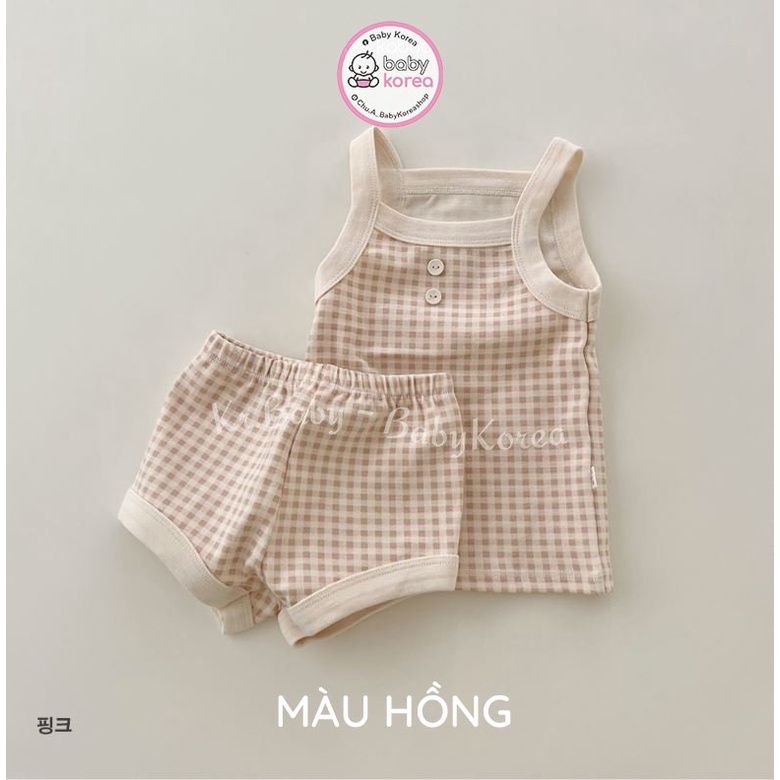 Bộ đồ bé gái quần áo hai dây kẻ caro Sagak PEEKABOO Hàn Quốc cho bé 2 3 4 5 6 7 tuổi thời trang trẻ em 2022 BABY KOREA