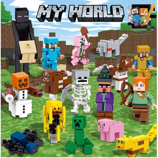 Bộ 16 búp bê lego nhân vật steve minecraft