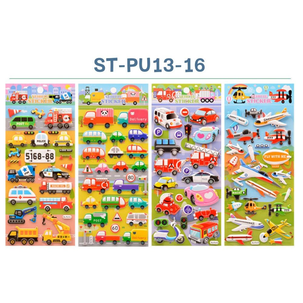 Đồ chơi sticker PU13->PU16 cho bé hình dán xe 3D vừa chơi vừa học, phát triển trí tuệ, luyện tập trí thông minh