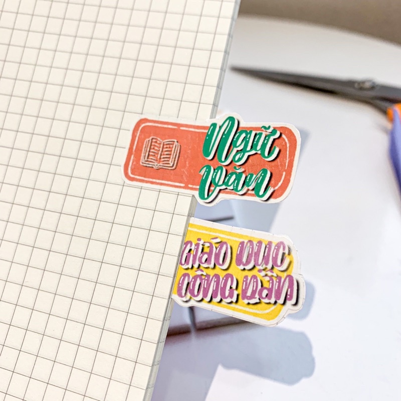 Sticker Nhãn Vở Môn Học, Phân Trang Môn Học / Hidari thiết kế
