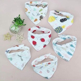 Set 5 khăn yếm xô có cúc bấm 6 lớp organic