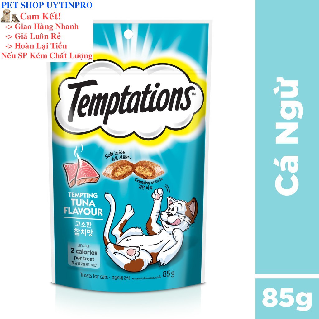 BÁNH THƯỞNG CHO MÈO Temptations Dạng Viên Vị Cá Ngừ gói 85g Xuất xứ Thái Lan