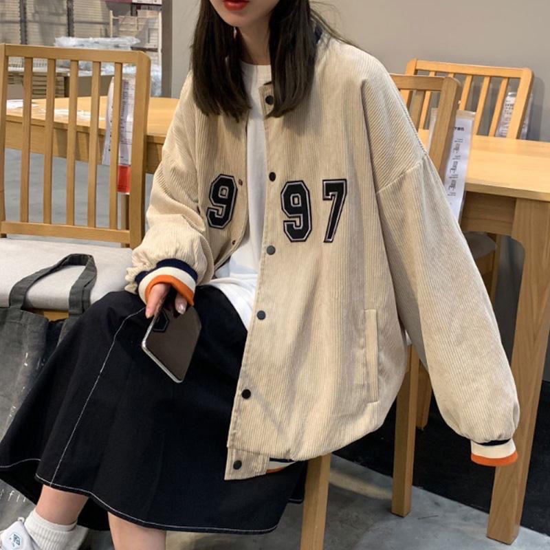 Áo khoác bomber varsity jacket len tăm nam nữ phong cách 1997 kiểu cổ điển