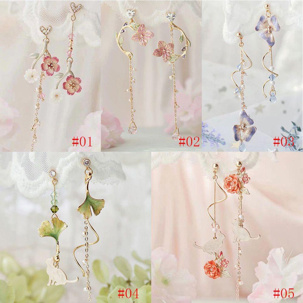 Bông Tai Mạ Bạc 925 Hình Hoa Lá Phong Cách Hàn Quốc|Bông Tai Kim Dài Thiết Kế Xinh Xắn Thời Trang