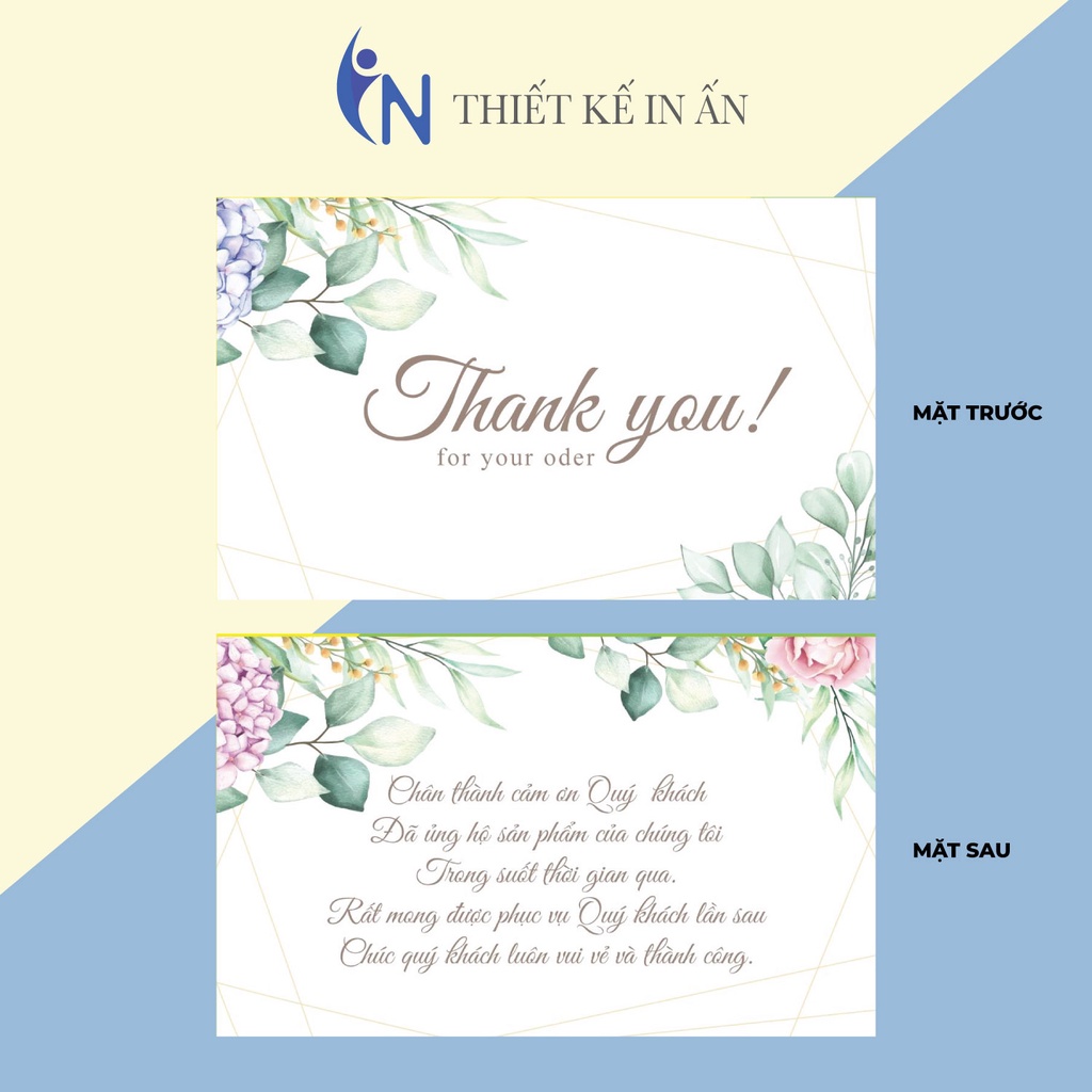 Hộp 100 card cám ơn, card Thank you họa tiết cute (12 mẫu) dành riêng cho shop bán hàng online