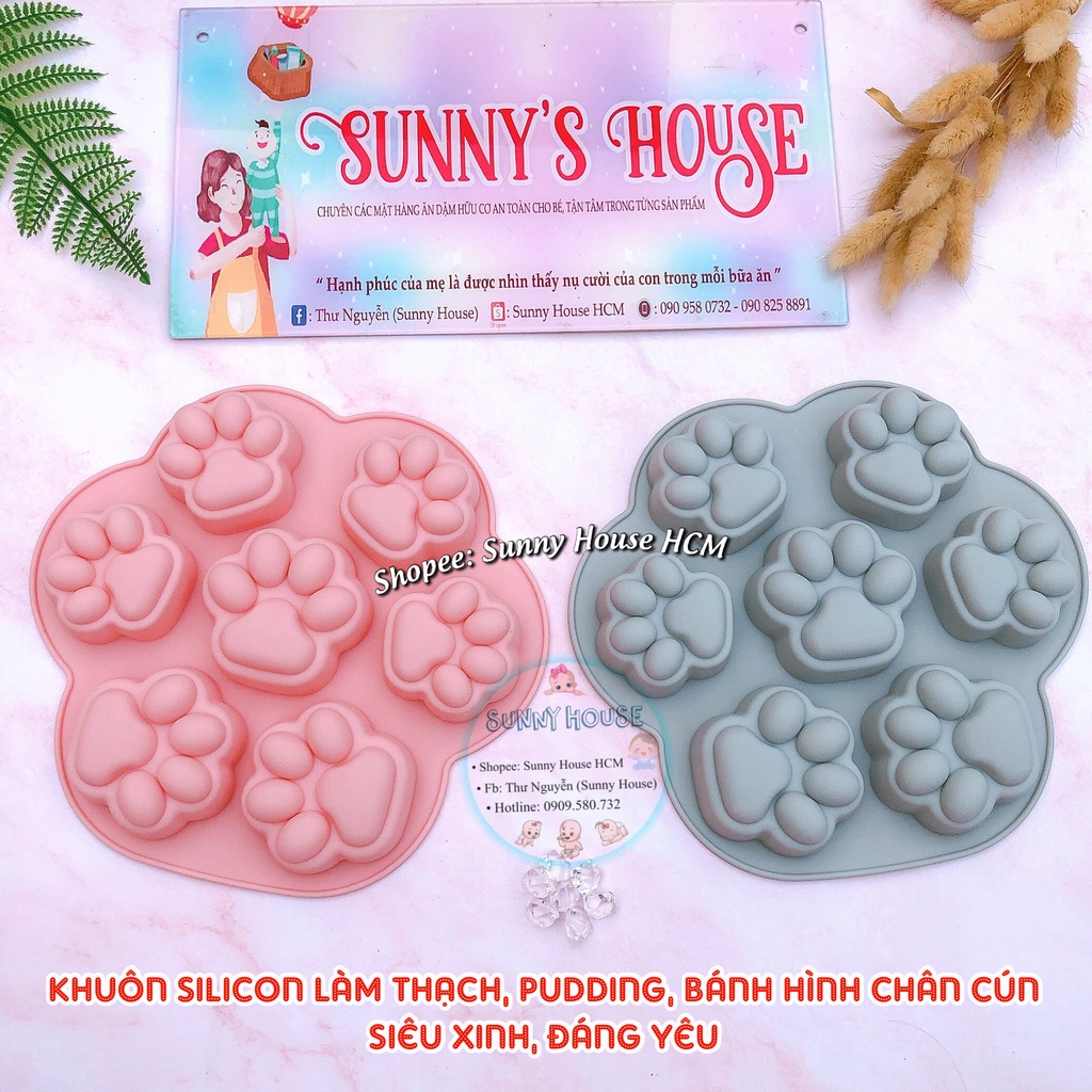 Khuôn silicon làm thạch, pudding, kẹo, đậu hũ non, làm bánh hình chân cún/mèo/gấu dễ thương