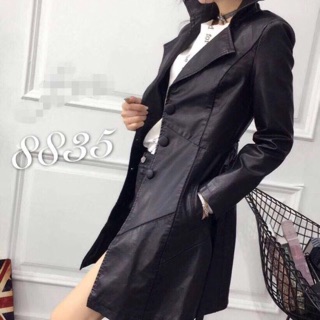 Áo da nữ dáng dài