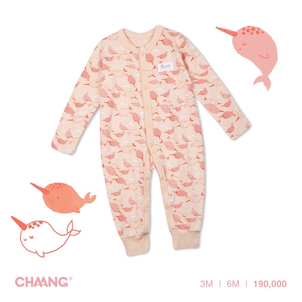 (Hàng mới về) Bộ Body dài tay cúc giữa sơ sinh - BST sơ sinh hãng Chaang 2022 - BST Sơ sinh Under the sea