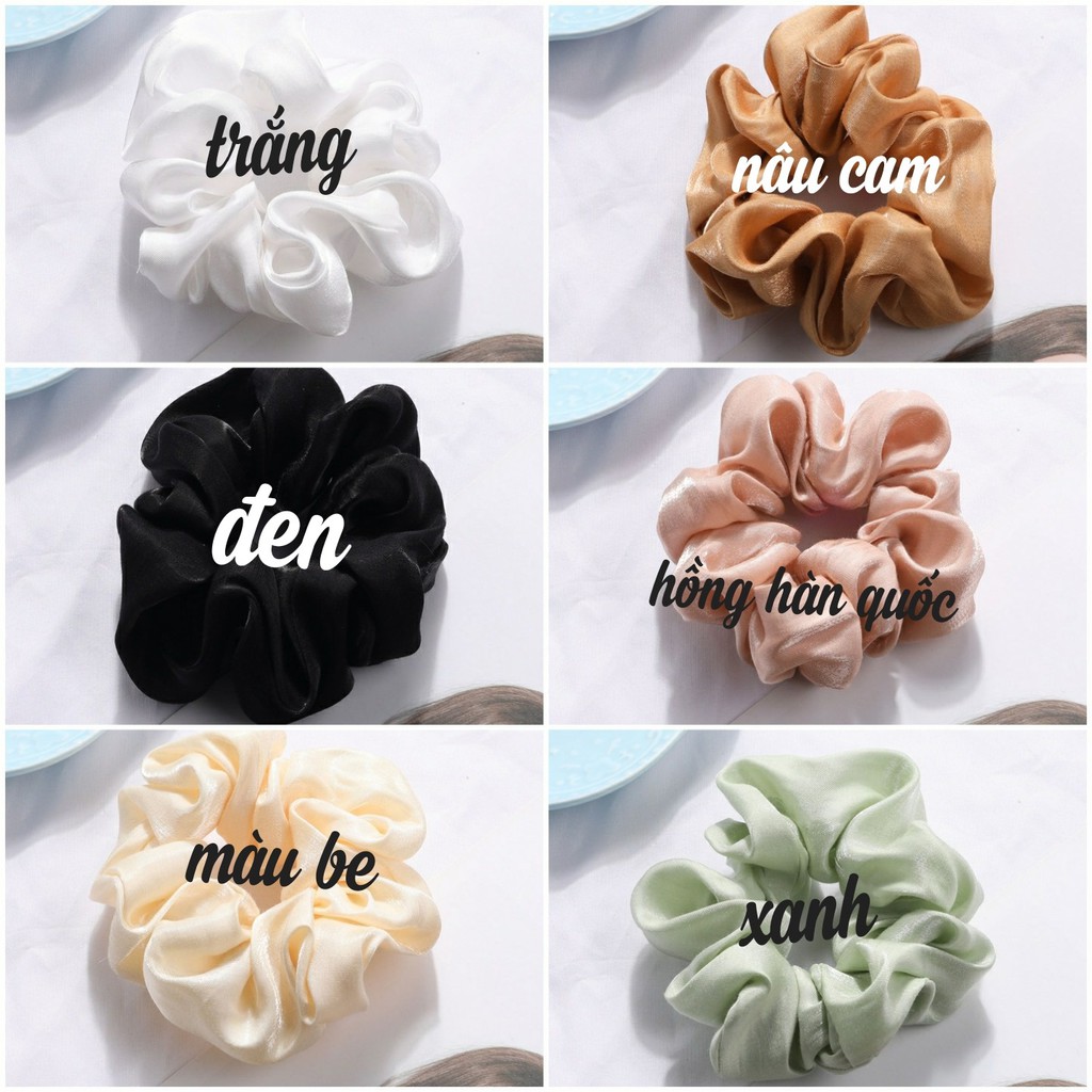 Scrunchies dây buộc tóc vải lụa nhũ