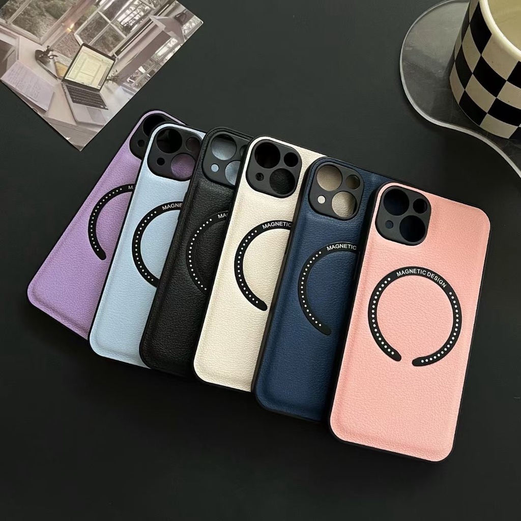 Ốp Điện Thoại Da Mềm Hít Nam Châm Chống Sốc Sang Trọng Cho iPhone 14 13 12 11 Pro Max X S XR 7 8 Plus