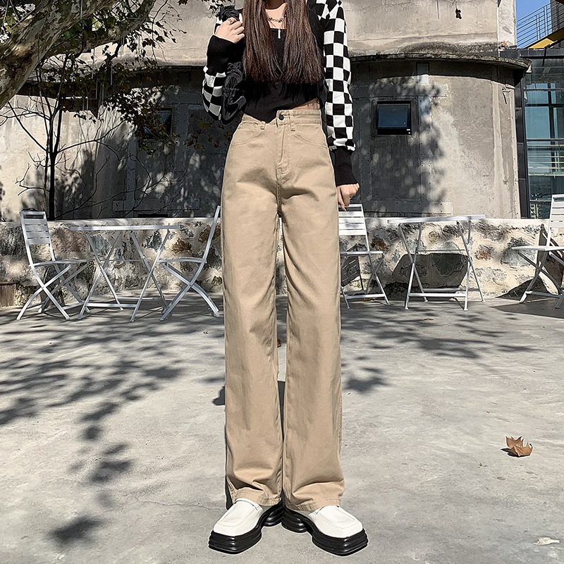 Quần jean Daduhey ống rộng lưng cao thời trang cao cấp cho nữ