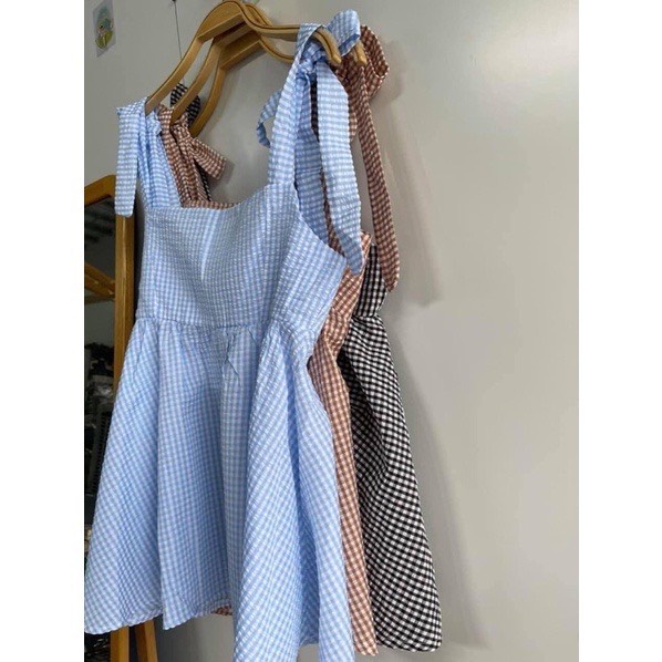 Sét Bộ 2 Dây Nơ Vai Kẻ Chất Xốp Kèm Quần Short, Sét Bộ Ngủ Babydoll Cute