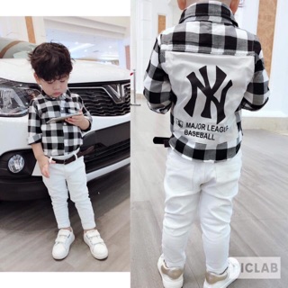 Set áo sơ mi NY kèm quần kaki cho bé trai