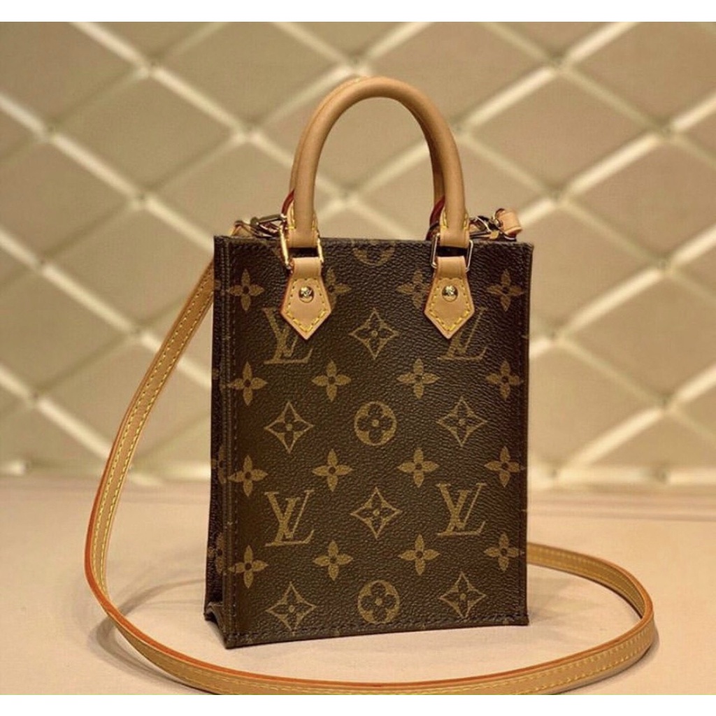 Túi chéo W266-18 LV TOTE MINI BAG kèm khăn, da thật 100% fullbox nam châm + box carton kèm bill