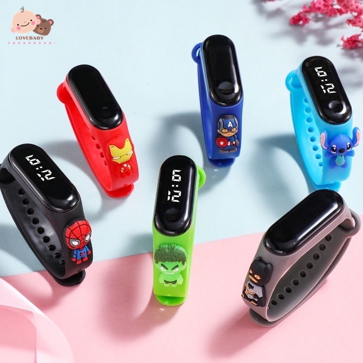 Đồng hồ LED điện tử trẻ em hoạt hình không thấm nước dây silicon dễ đeo và thoải mãi