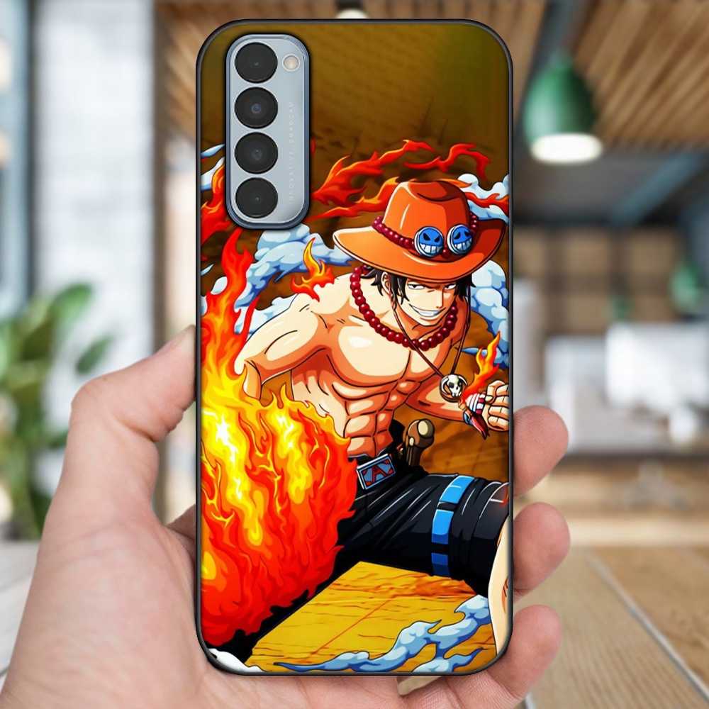 Ốp lưng Oppo Reno 4 Pro viền đen in hình Ace One Piece