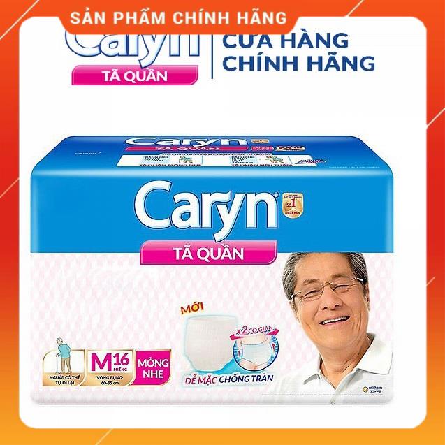 Bỉm người già CARYN dạng quần đủ size M16/L14/XL12, Bỉm người lớn mỏng nhẹ chống tràn mềm mại di chuyển tiện lợi