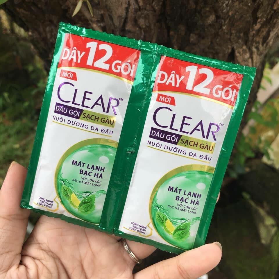 1 dây dầu gội Clear sạch gàu mát lạnh bạc hà gói (12 gói)