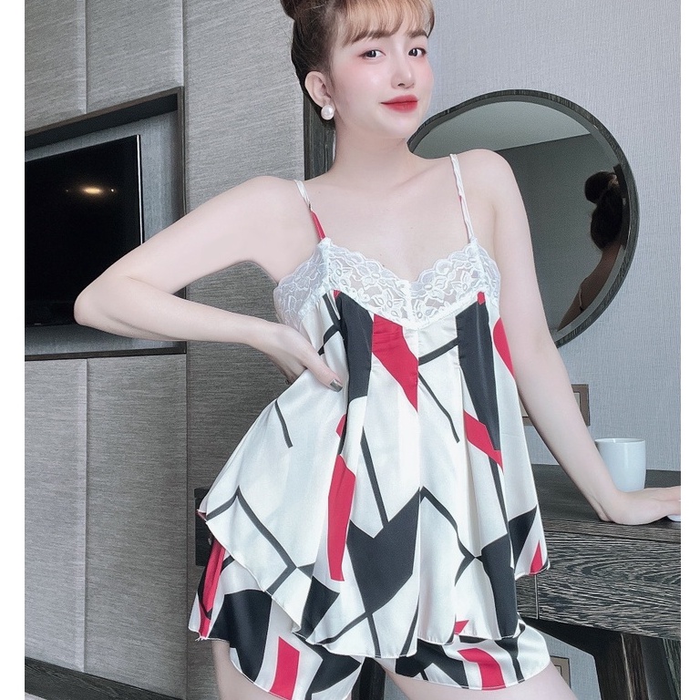 Đồ Bộ Ngủ Nữ Latin Phối Ren Ngực SOJUN Dưới 75Kg