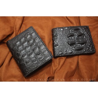 Ví da bò thật dập vân [ CÁ SẤU ] Nâu Kiểu Đứng + ngang  Bảo Hành Da 12 Tháng Mã - BDV 01