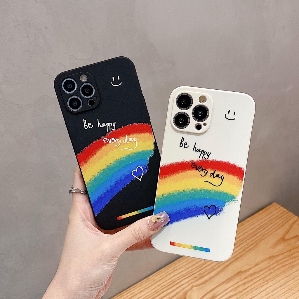 Fashion Be Happy Rainbow Phone Case for iPhone 13 11 12 Pro Max X XR XS Max 7 8 Se 2020 Soft Silicon Back Cover Cases