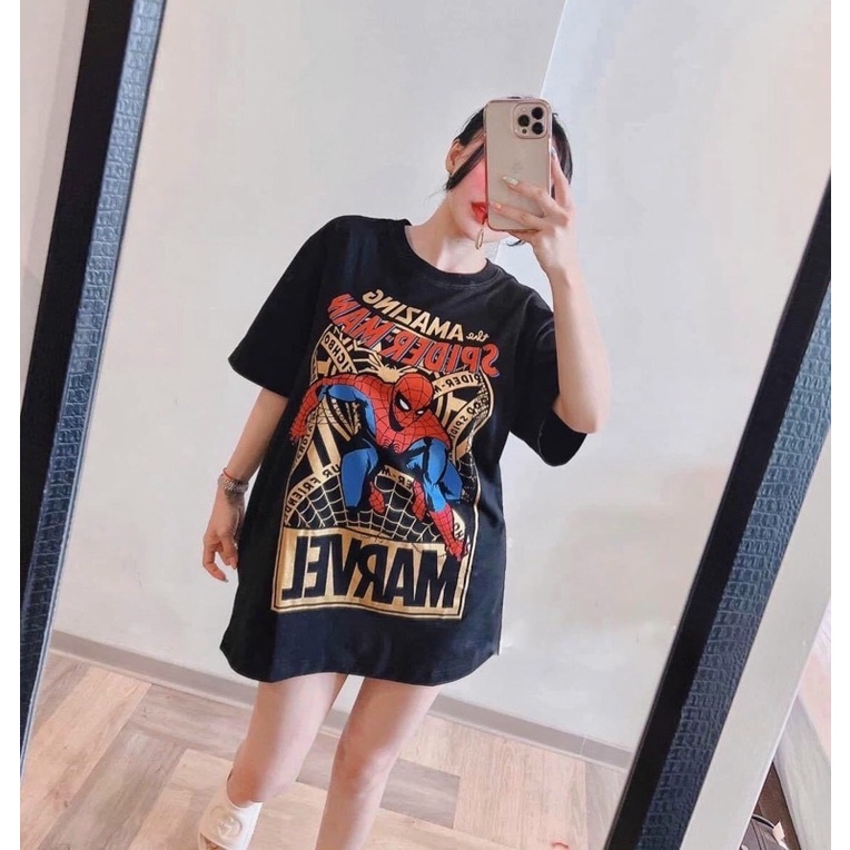 Set quần ống rộng phối viền kèm áo thun cotton spider man