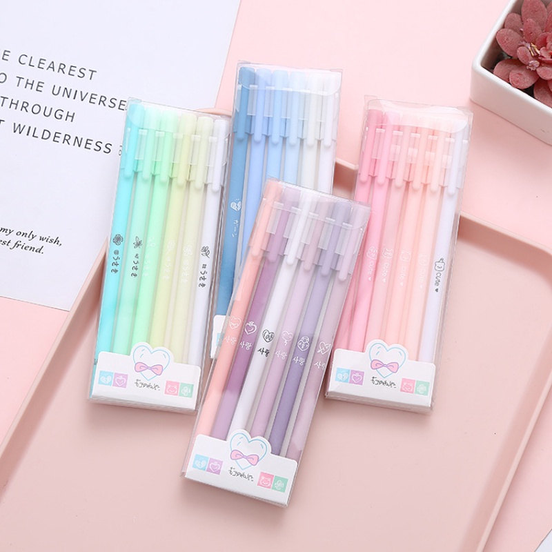 6 Bút bi RUIXIANG mực đen màu macaron dễ thương