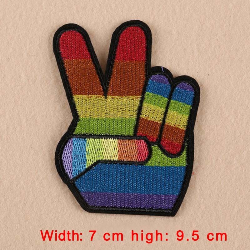 Bộ 2 sticker ủi thêu hình bàn tay cầu vồng LGBT