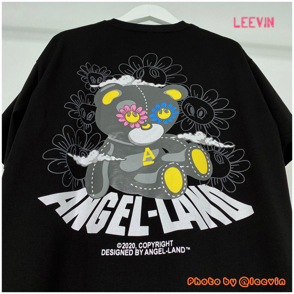 Áo thun ANGEL LAND Gấu TEDDY Made In Heaven Unisex form rộng dài - Kèm hình thật + Video [TE-AL01] Leevin Store