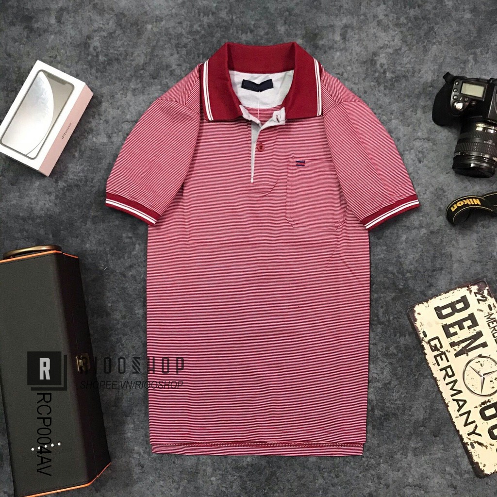 Áo phông nam có túi ngắn tay kẻ sọc ngang cao cấp RCP004AV - áo polo nam Riooshop | BigBuy360 - bigbuy360.vn