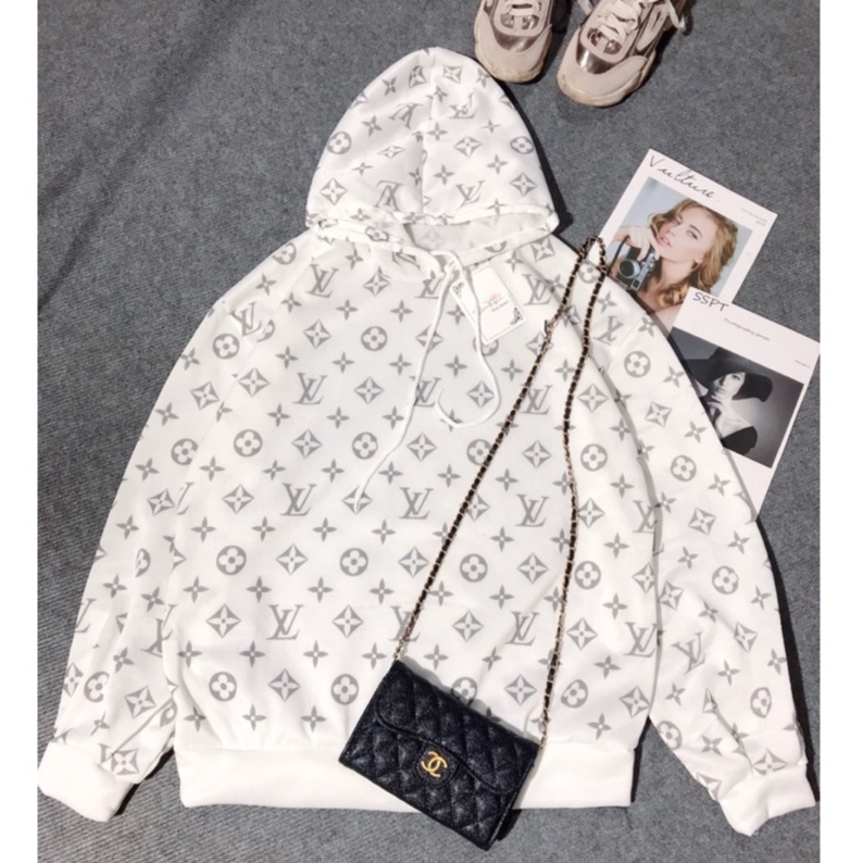 Áo Hoodie Nữ in chữ, áo nỉ form rộng dài, tay bồng Sữa Unisex chất Cotton dày mịn đẹp