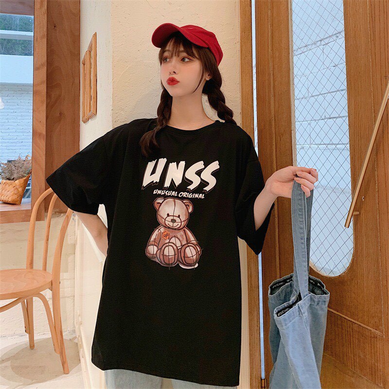 [Cao Cấp] Áo Thun Tay Lỡ Form Rộng Unisex in hình Gấu UNSS