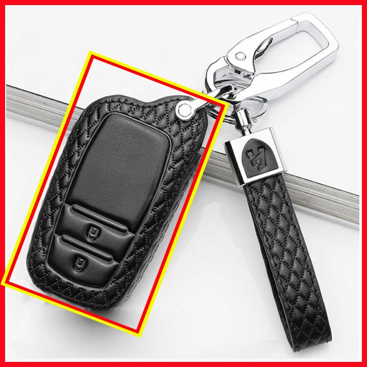 Bao da chìa khóa ôtô Toyota Camry, Fortuner, Prado màu đen hàng cao cấp loại đẹp M7